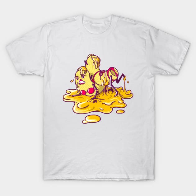 Hot Macs Wrestling in Cheese T-Shirt by supernunal